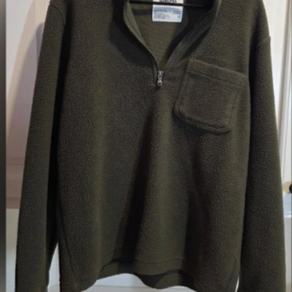 Sonoma Dark Green Quarter Zip Pullover Sweater Men’s Medium Fleece Casual Layer